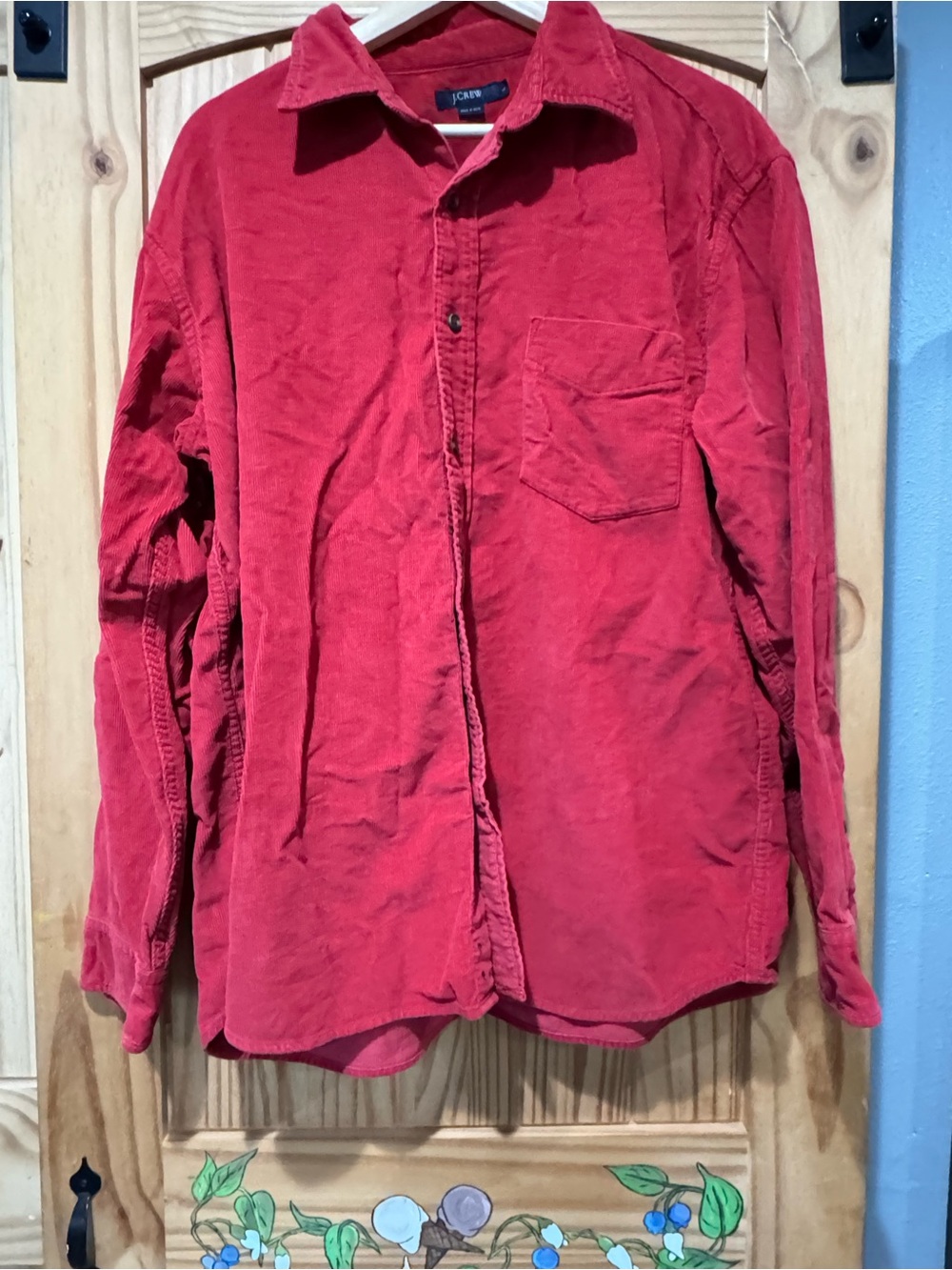 J. Crew Men's Red Corduroy Button-Down Shirt